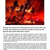 Wildfire burning through trees with intense flames and smoke, illustrating extreme weather events and their impact on the environment.