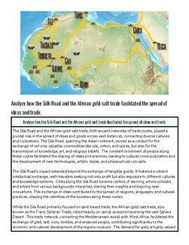 Map of Africa highlighting regions involved in Silk Road and salt trade routes, with key cities and trade paths marked.