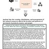 Diagram illustrating factors influencing natural resource development, including political, environmental, physical, social, economic, and historical factors.