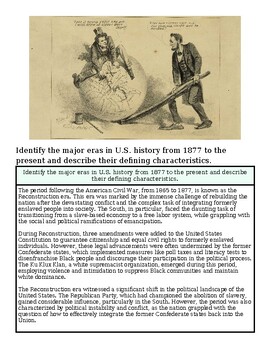 Major Eras in U.S. History (1877-Present) | Daily Lesson | Printable