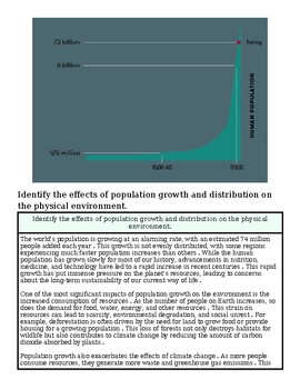 Graph showing population growth and distribution from 1500 AD to 2000, highlighting rapid increase in recent centuries.