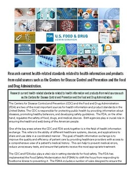 Collage of images related to health, science, and food safety standards, including laboratory work, medical symbols, and regulatory logos.