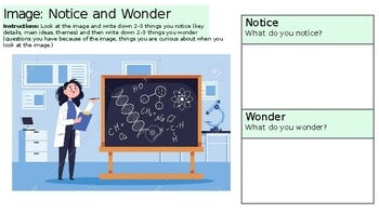 Teacher explaining science concepts with a chalkboard filled with chemical formulas and diagrams in a classroom setting.