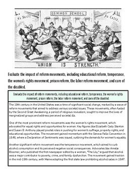 Impact of Reform Movements Education, Temperance, Women's Rights, and More