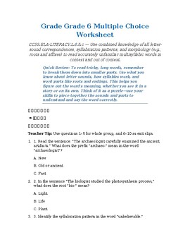 Homeschool Resource Co. educational worksheet for grade 6 students with multiple choice questions on archaeology and ancient history.