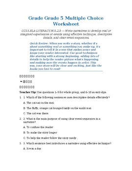 original-14160838-1.jpg Homeschool Resource Co. educational worksheet for grade 5 with multiple choice questions on writing and language skills.