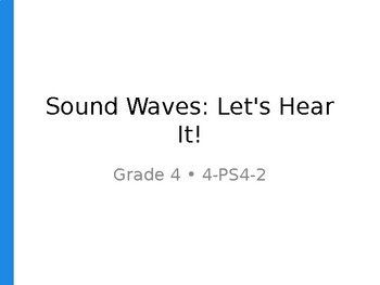 Sound Waves educational resource for Grade 4 students, titled 'Let's Hear It!', featuring visual elements related to sound and waves.