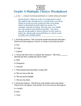 original-14595795-1.jpg Homeschool Resource Co. Grade 4 Multiple Choice Worksheet with educational questions and colorful design.