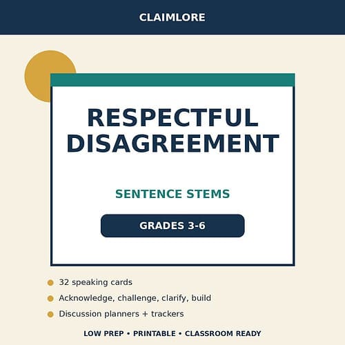 respectful-cover Respectful Disagreement Sentence Stems | Grades 3-6 | ClaimLore