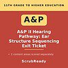 scrubready-nursing-a-p-ii-pathway-of-hearing-ear-structure-sequencing-reference.jpg A& P II Hearing Pathway Exit Ticket for 11th grade to higher education, focusing on ear structure sequencing, with content areas scored separately.