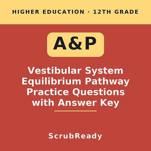 scrubready-nursing-a-p-ii-vestibular-system-equilibrium-pathway-sequencing-prac.jpg Educational book cover on vestibular system and equilibrium pathway practice questions for 12th grade higher education.