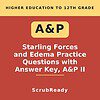scrubready-nursing-capillary-starling-forces-and-net-filtration-worksheet-for-a.jpg Educational book cover titled 'Starling Forces and Edema Practice Questions with Answer Key, A&P II' for higher education in physiology.