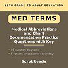 scrubready-nursing-medical-terminology-for-nursing-students-abbreviations-and-c.jpg Educational resource on medical abbreviations and chart documentation for 12th grade to adult learners, featuring a diagnostic quiz and key questions.