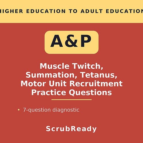 scrubready-nursing-muscle-twitch-summation-tetanus-and-motor-unit-recruitment-g.jpg Educational poster on muscle twitch, summation, tetanus, and motor unit recruitment practice questions for higher education.