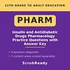 scrubready-nursing-pharmacology-basics-for-nursing-students-antidiabetic-and-in.jpg Educational book cover for pharmacy practice questions on insulin and antidiabetic drugs, featuring purple and yellow design elements.