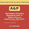 scrubready-nursing-spirometry-tracing-interpretation-worksheet-for-a-p-ii-obstr.jpg Educational cover image for spirometry practice questions focusing on obstructive vs restrictive lung diseases, featuring A&P II.